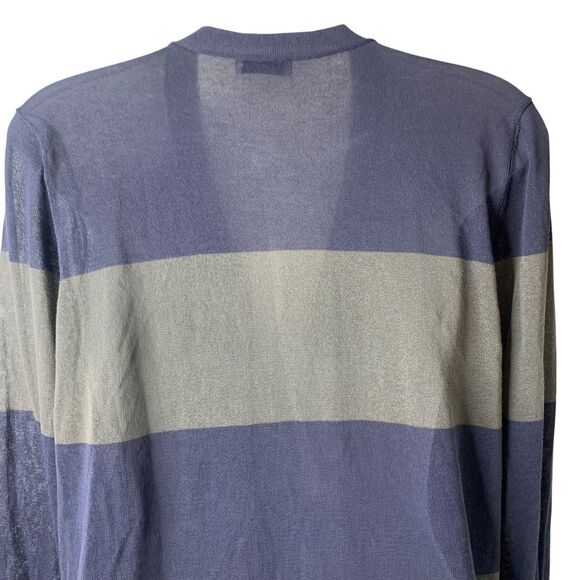 Brunello Cucinelli Striped Tunic Cardigan Sweater Women's XL Pockets Gray & Navy - Picture 9 of 15